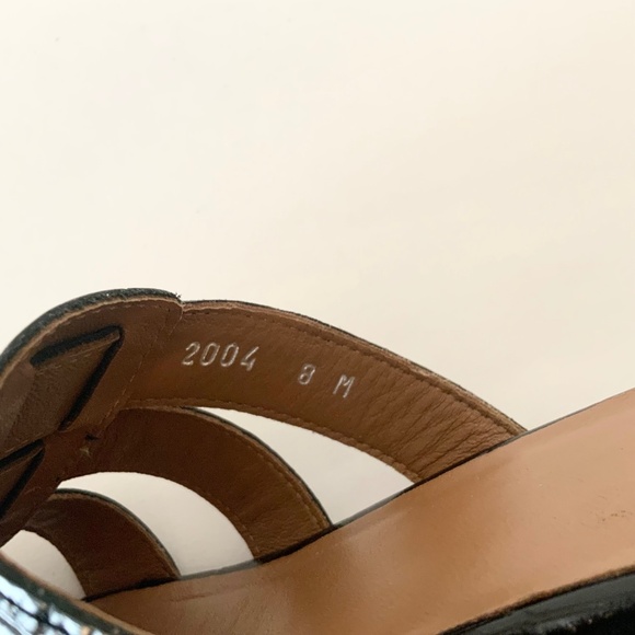 Aquatalia Harla Croco Caged Mule Sandals Black Leather Croc Embossed Shoes 8 - Picture 13 of 16